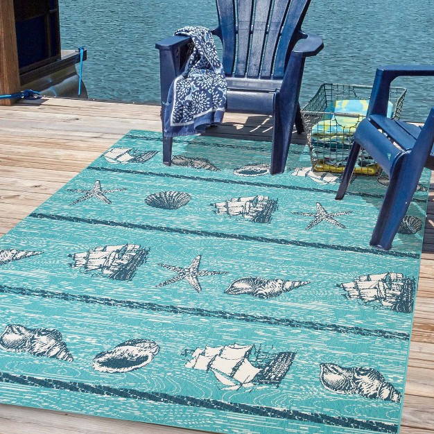 Vintage Nautical Seaside Coastal Indoor Outdoor Runner Or Area Rug By Blue Nile Mills