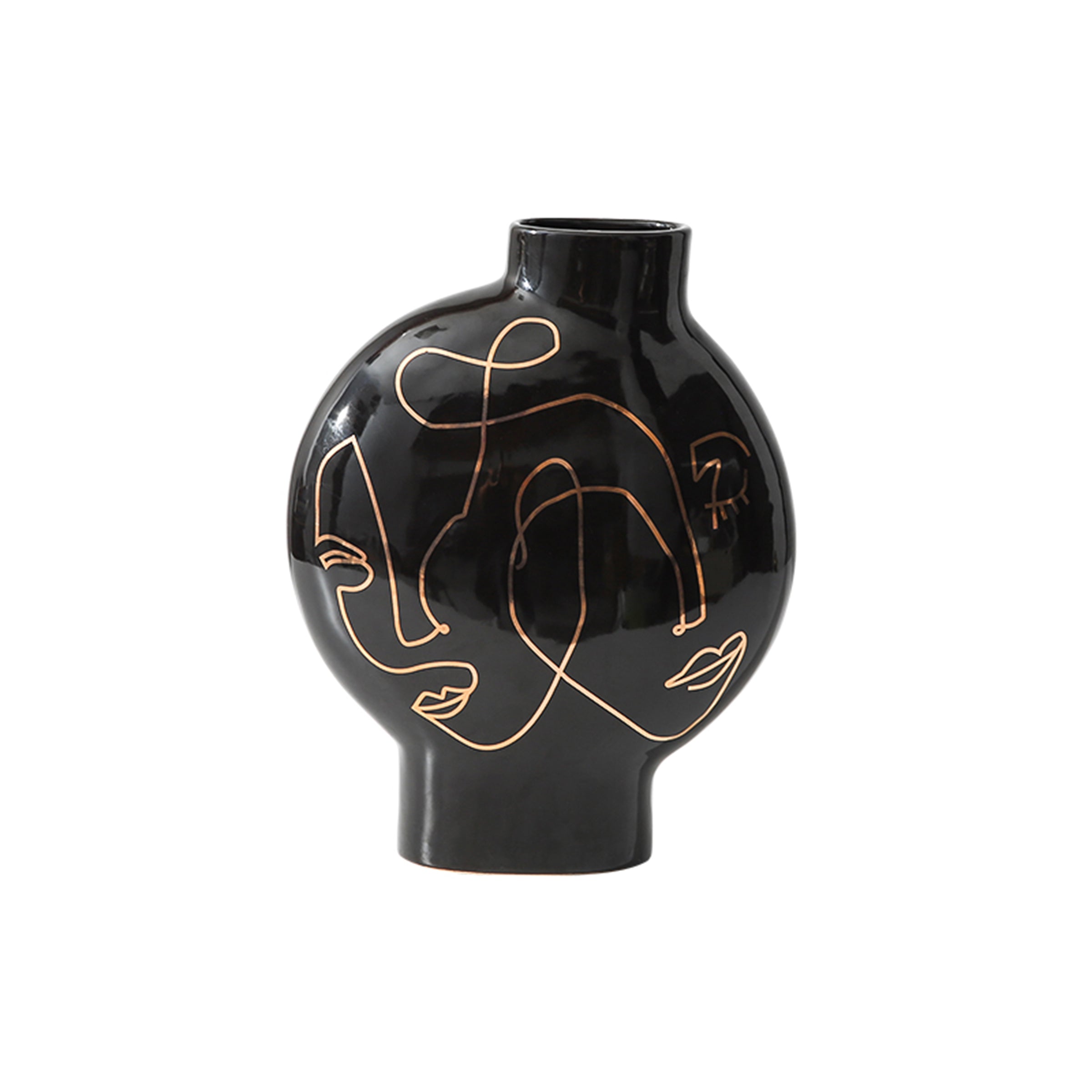 Black Hand Painted Vase-B Fa-D21103B