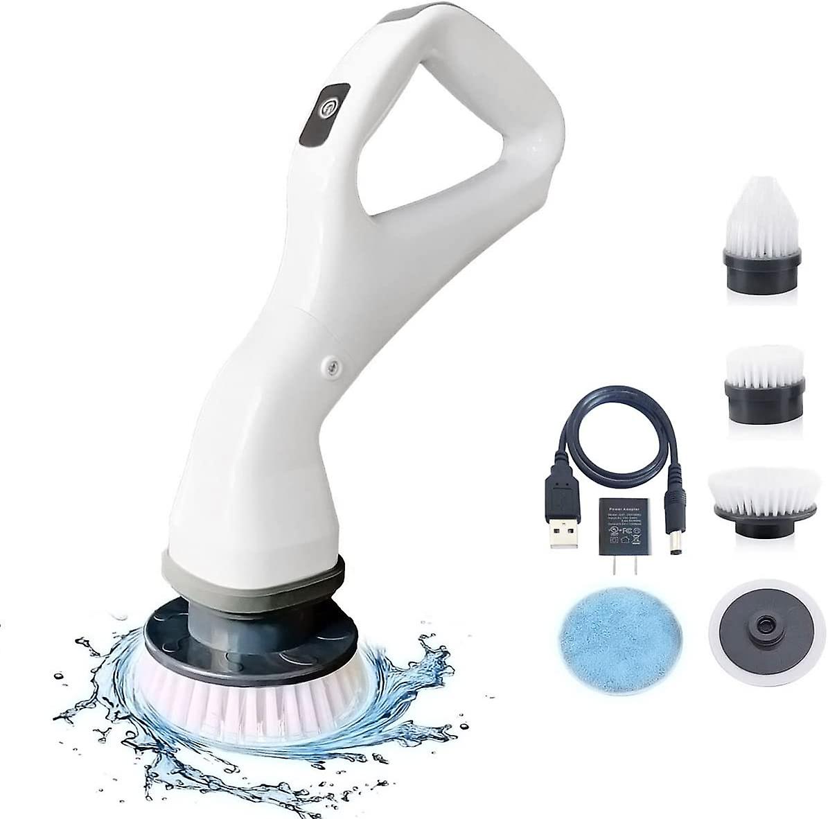 Electric Spin Power Scrubber Rechargeable Cleaning Brush， Cordless And Portable Scrubber Kit With 4 Replaceable Cleaning Brush Heads， High Rotation Fo