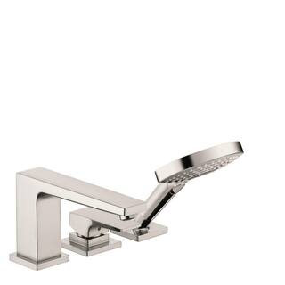 Hansgrohe Metropol 2-Handle Deck Mount Roman Tub Faucet with Hand Shower in Brushed Nickel 32556821