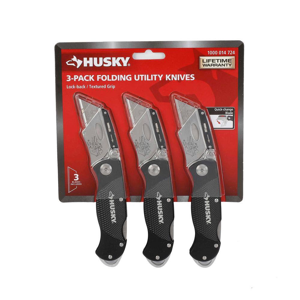 Husky Folding Lock-Back Utility Knife (3-Pack) 99732