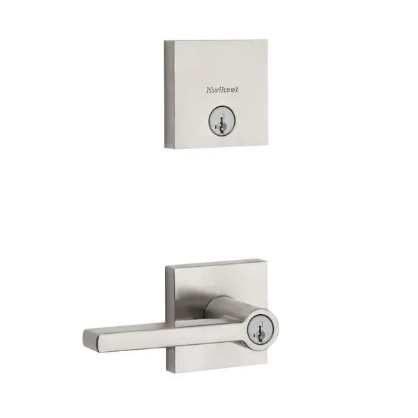 Kwikset Satin Nickel Halifax and Deadbolt Combo Pack Square Rose