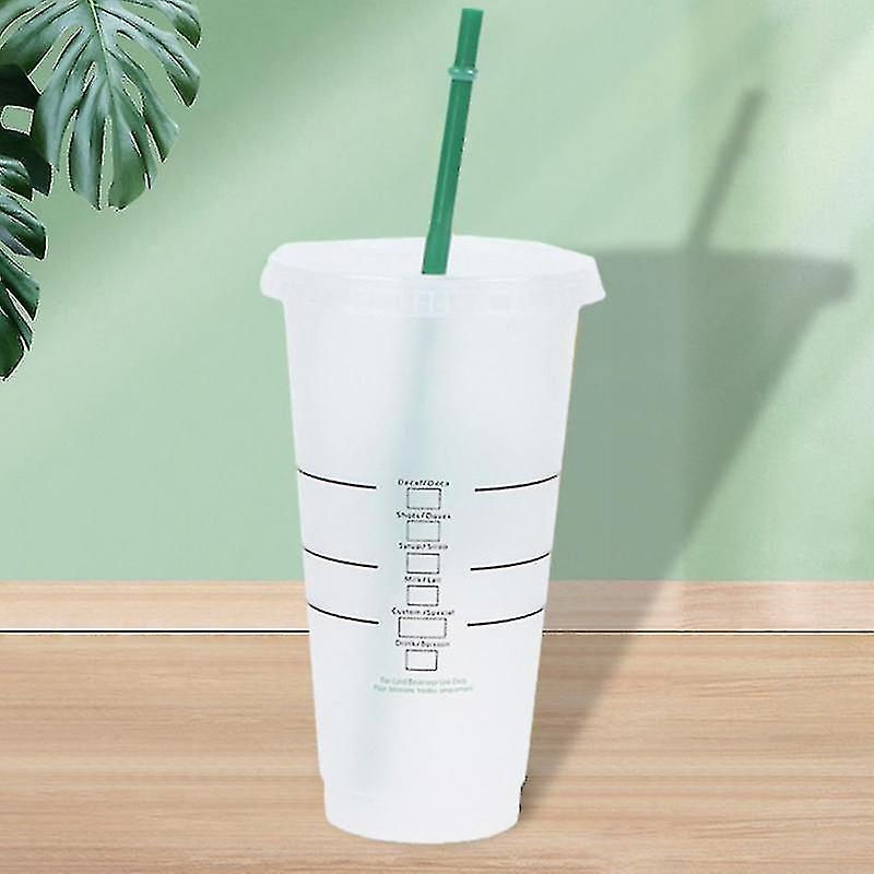 Eco Friendly With Lid 710ml Coffee Straw Cup Black White Reusable Plastic Tumbler Matte Fashionable New Styles For Young People