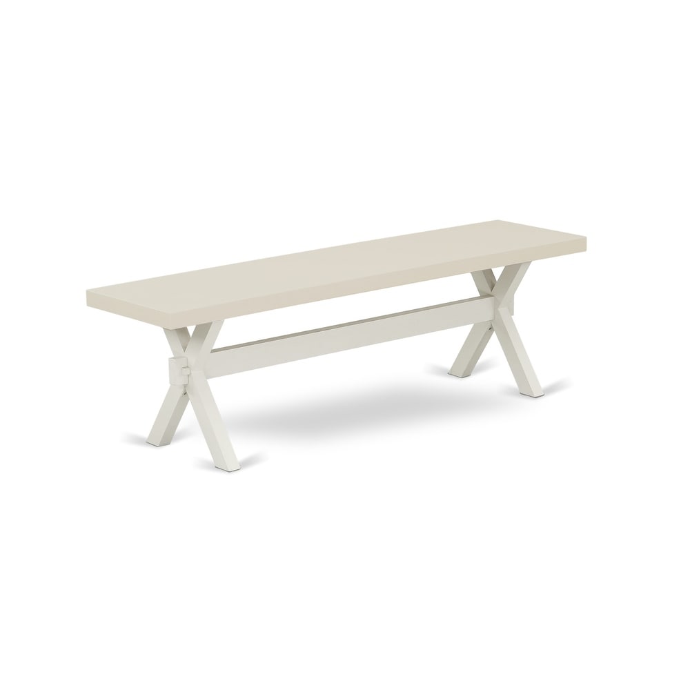 East West Furniture X Style Modern Dining Room Bench with Wooden Seat(Finish Options)