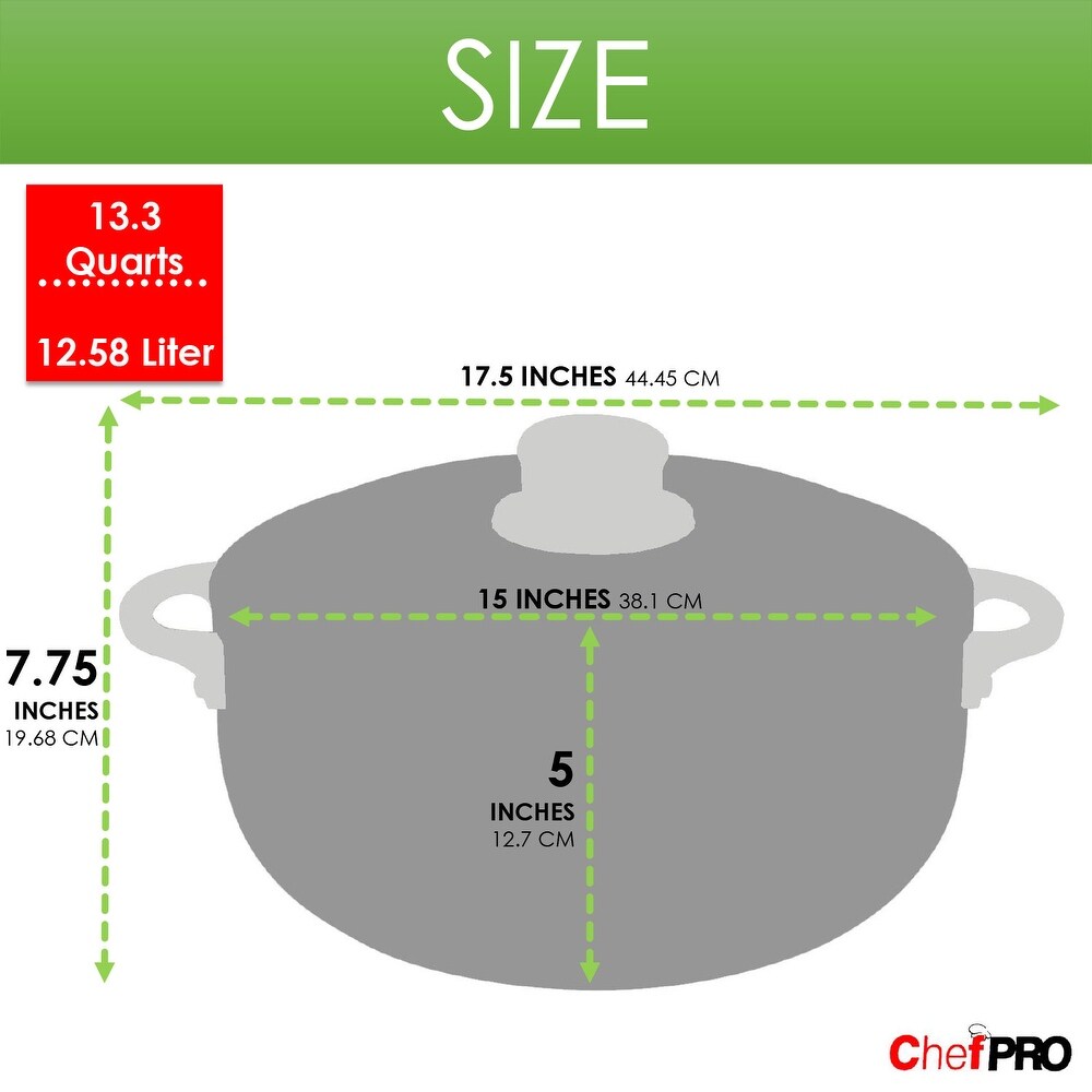 Chef PRO Commercial Grade Aluminum Caldero Stock Pot  13.3 Quarts   13.3 Quarts