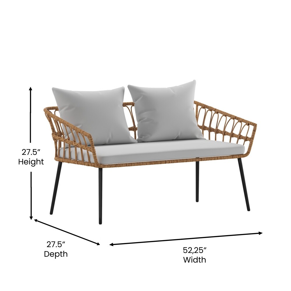 Weather 4 Piece Rope Rattan Patio Seating Set with Cushions