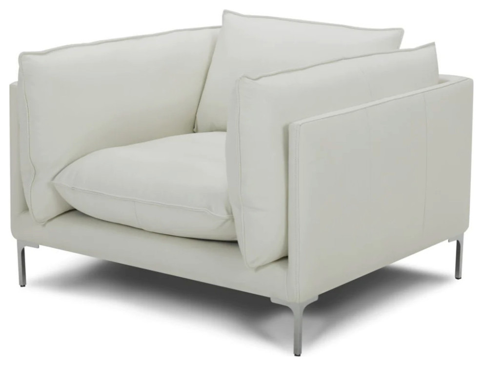 Lauren Modern White Full Leather Chair   Midcentury   Armchairs And Accent Chairs   by V.S.D Furniture  Houzz