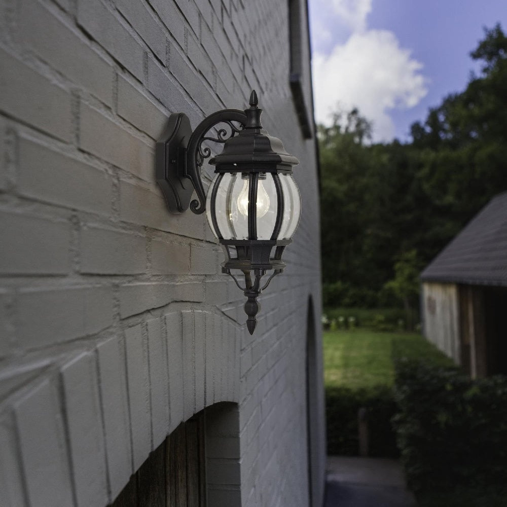 Britalia BR5120202012 Black & Clear Glass Outdoor Vintage Coach Down Lantern Wall Light