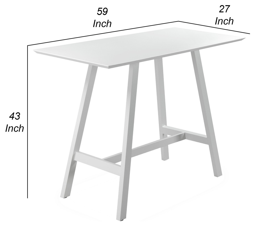 Benzara BM287784 Bar Table  Classic White Aluminum Frame  Rectanglular Top   Contemporary   Outdoor Pub And Bistro Tables   by Uber Bazaar  Houzz