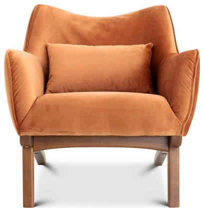 Home Square 2 Piece Mid Century Modern Velvet Gatsby Accent Chair Set in Orange   Midcentury   Armchairs And Accent Chairs   by Homesquare  Houzz