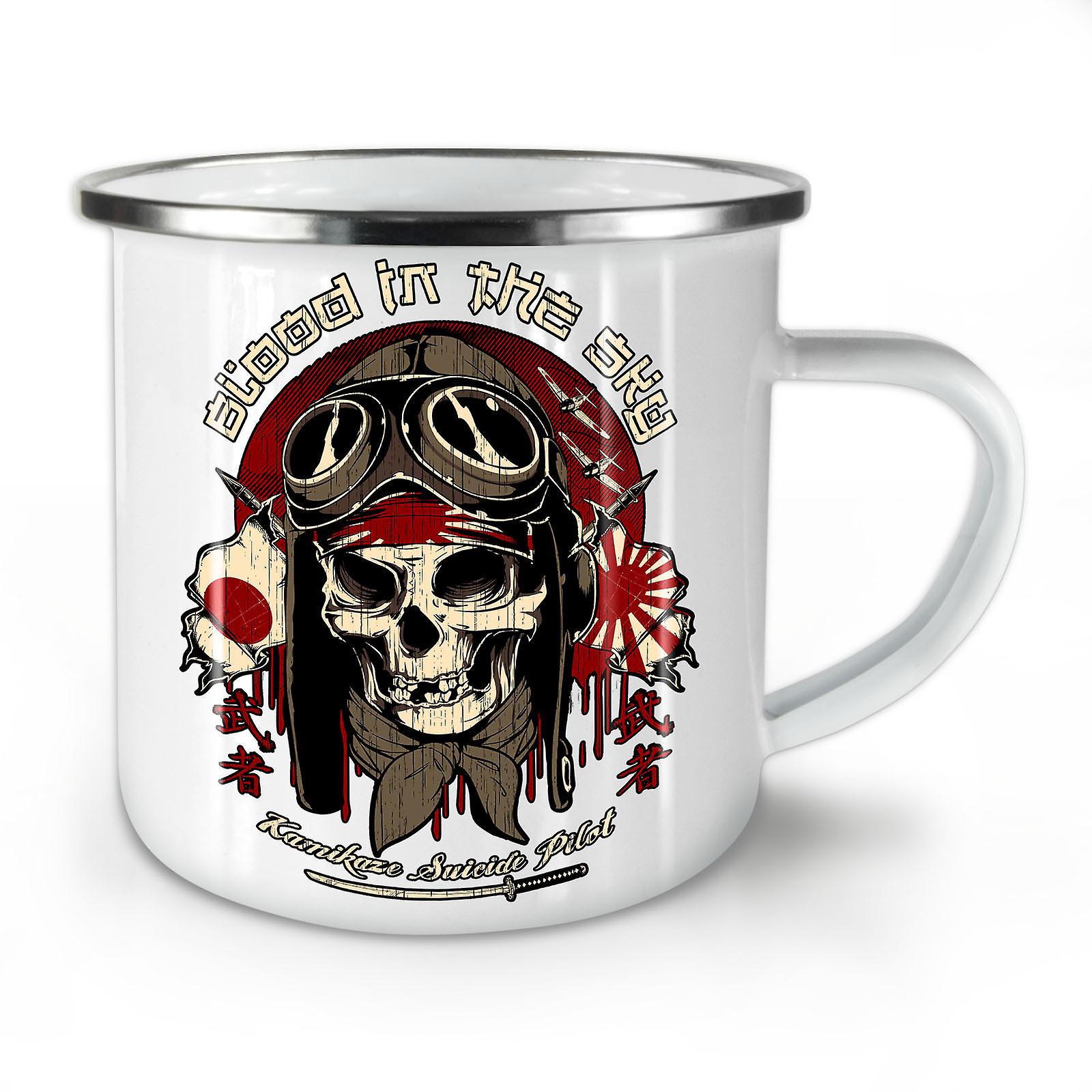 Japan Monster Pilot NEW WhiteTea Coffee Enamel Mug10 oz | Wellcoda