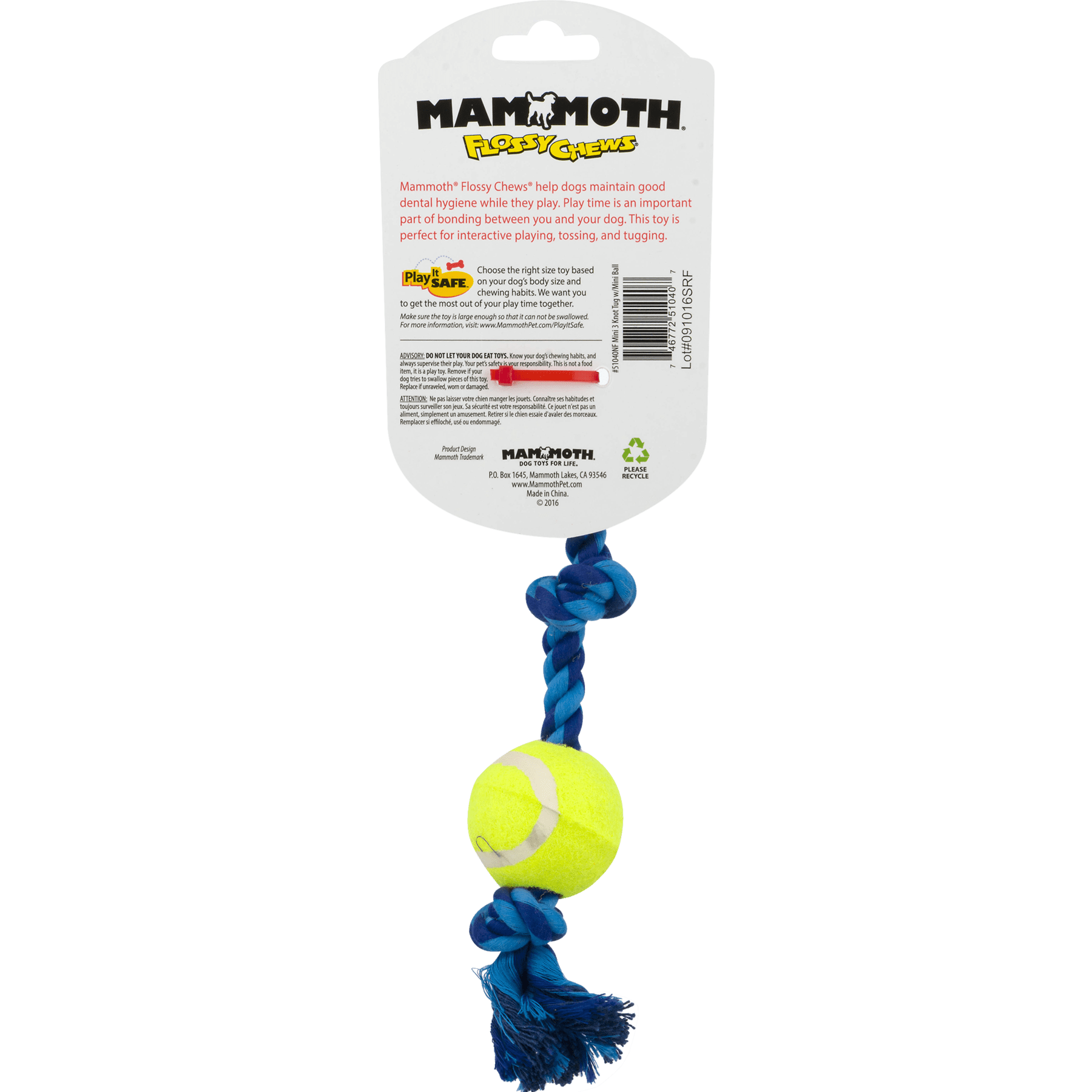 Mammoth Flossy Chews Interactive 3-Knot Tug Dog Toy