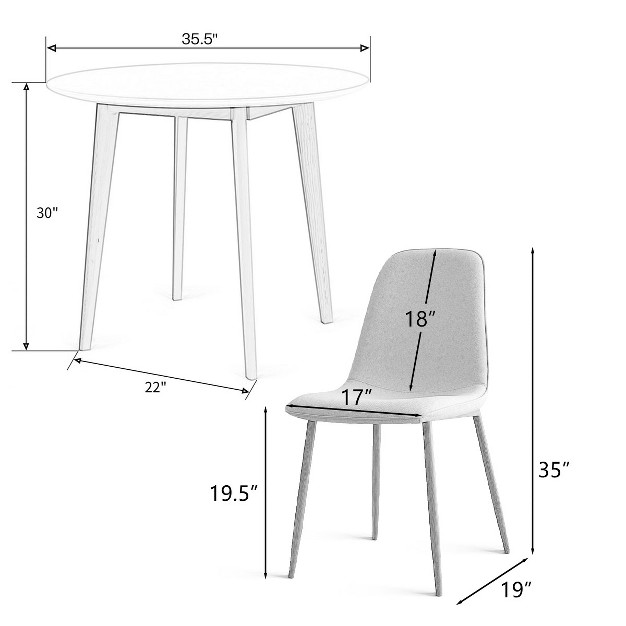 Gadgsetstore 5 Piece Small Round Table With Chairs home Kitchen Round Dining Table With Thick Tabletop And 4 Upholstered Armless Chairs