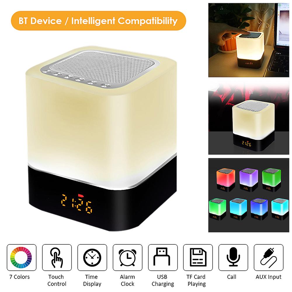 Led Bt Speaker Multifunctional Touching Night Light Intelligent Desk Lamp Alarm Clock Music Player No.280810