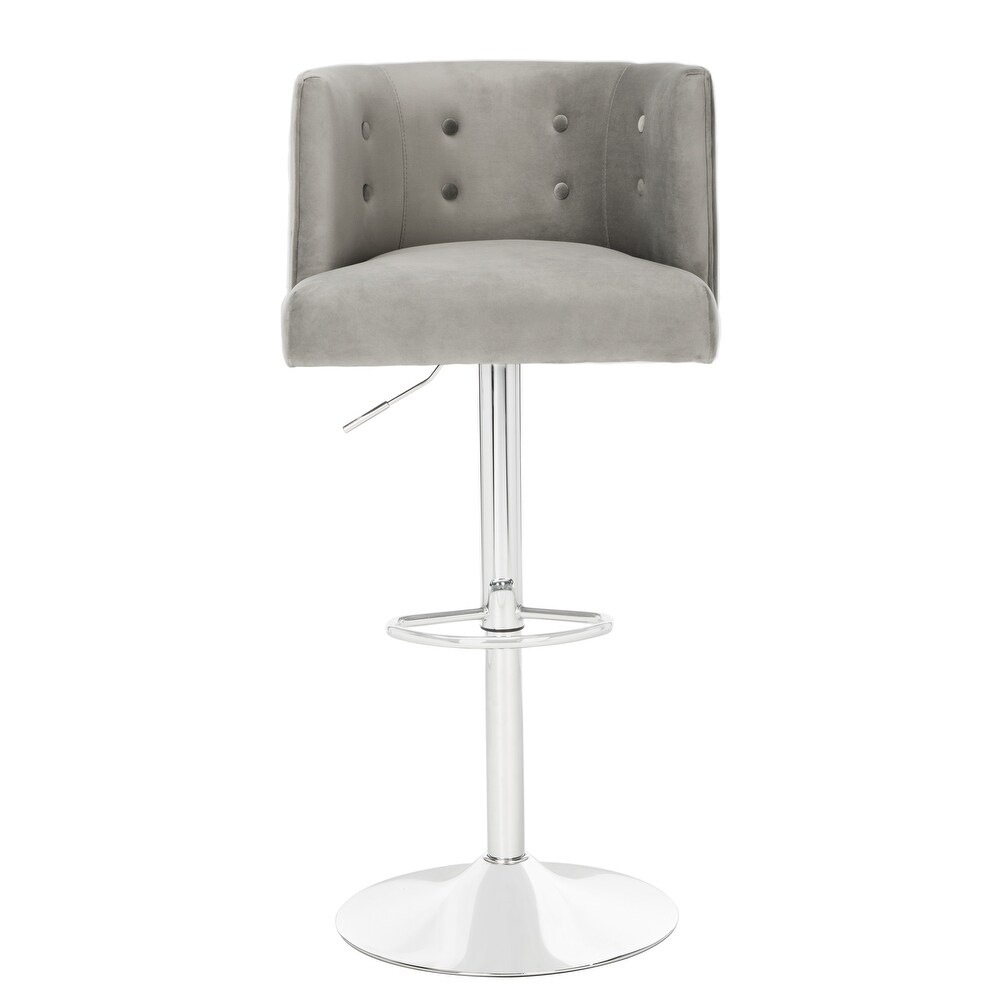 SAFAVIEH Couture Zayna Velvet/ Chrome Adjustable Bar Stool   21.3\