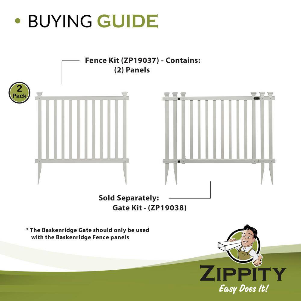 Zippity Outdoor Products 4.3 ft. W x 3 ft. H White Vinyl Baskenridge Fence Gate ZP19038