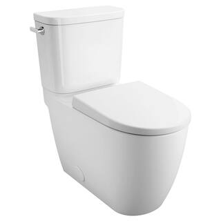 GROHE Essence 2-piece 1.28 GPF Single Flush Elongated Toilet with Left Hand Trip Lever in Alpine White Seat Included 39675000