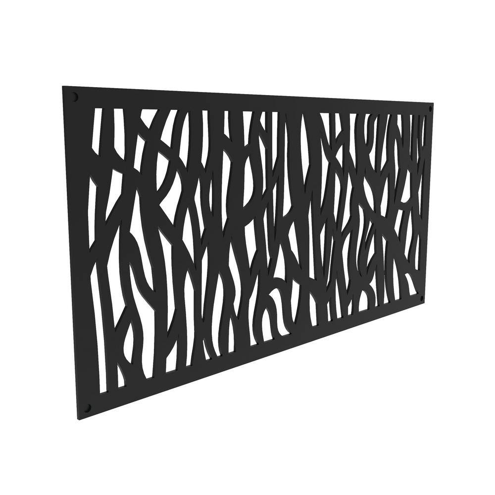 Barrette Outdoor Living 2 ft. x 4 ft. Sprig Black Polypropylene Decorative Screen Panel 73004791