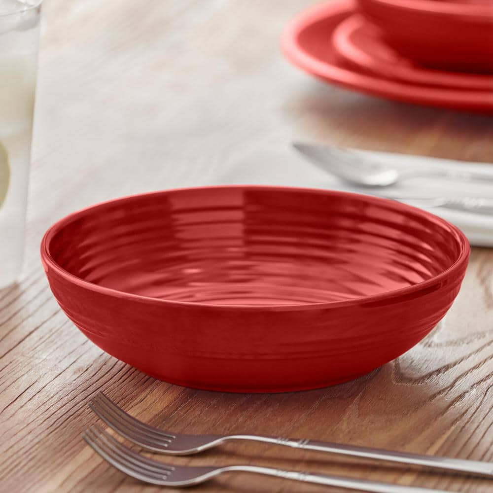 StyleWell Taryn Melamine Dinnerware Set in Ribbed Chili Red (Service for 4) FF58SETCHI