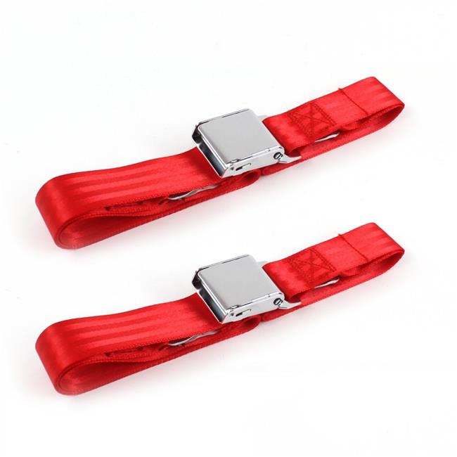 SafeTBoy 661185 Chevy Nova 1968-1974 Airplane 2 Point Red Lap Bucket Seat Belt Kit - 2 Belts