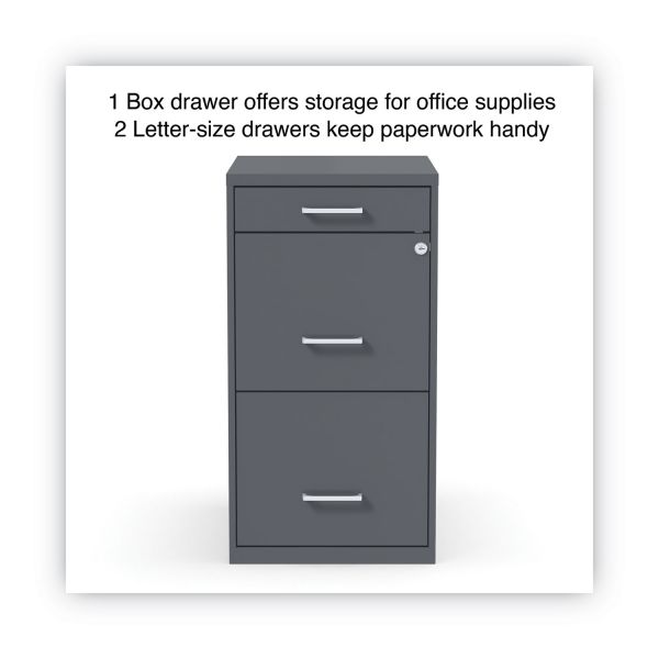 Alera Soho Vertical File Cabinet， 3 Drawers: Pencil/File/File， Letter， Charcoal， 14