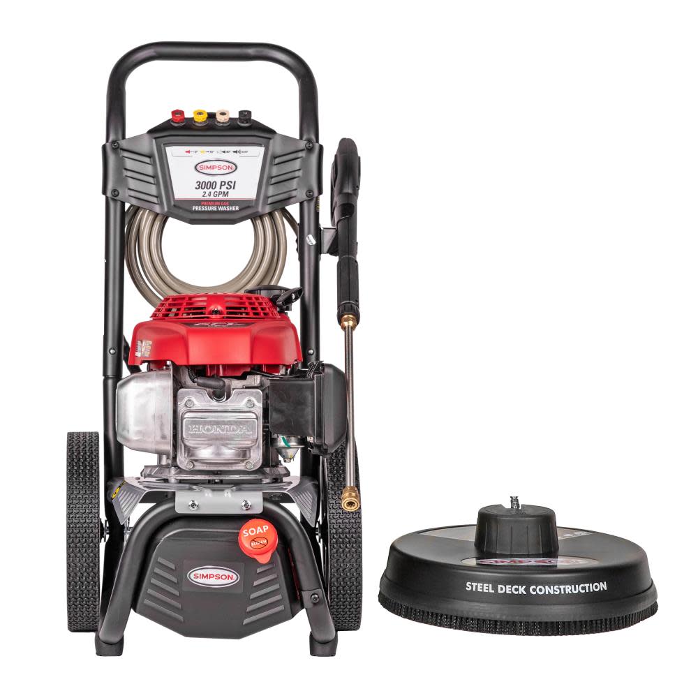 MegaShot 3000 PSI at 2.4 GPM HONDA GCV160 with OEM Technologies Axial Cam Pump Cold Water Premium Residential Gas Pressure Washer with 15 in. Surface Scrubber ;