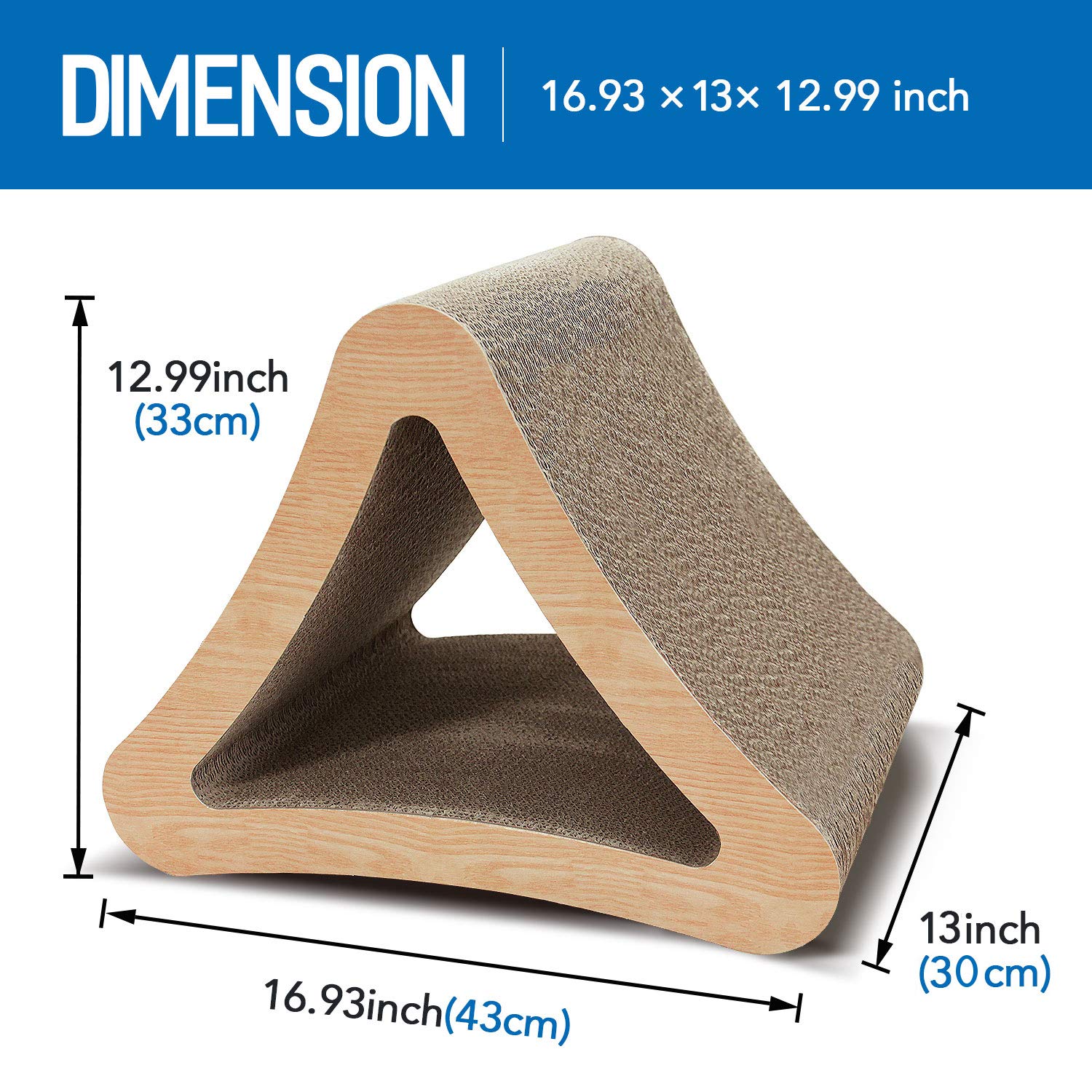 ScratchMe Triangle Cat Scratch Post Cardboard and Scratching Board with Catnip