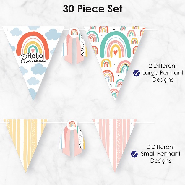 Big Dot Of Happiness Hello Rainbow Diy Boho Baby Shower And Birthday Party Pennant Garland Decoration Triangle Banner 30 Pieces