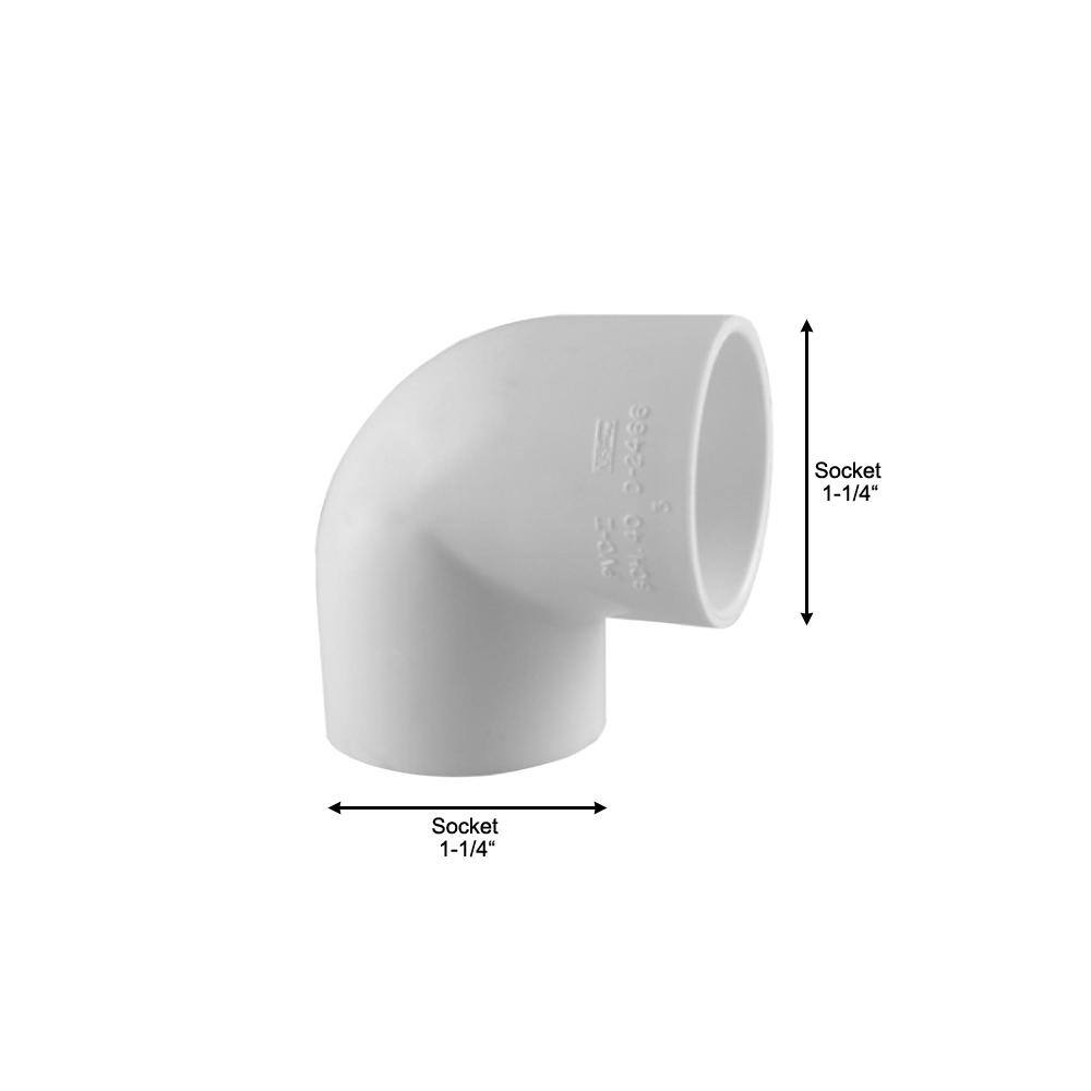 Charlotte Pipe 1-14 in. x 1-14 in. 90 Degree PVC Socket x Socket Elbow Fitting PVC023001200HD