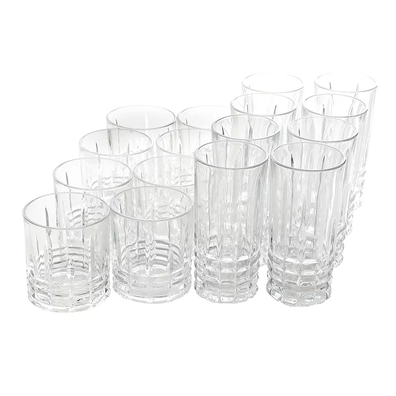 Gibson Home Jewelite 16 Piece Tumbler and Double Old Fashioned Glass Set