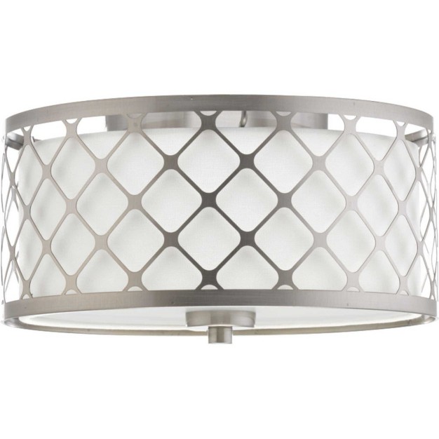 Progress Lighting Mingle 1 light Led Flush Mount Brushed Nickel Etched Parchment Glass Shade