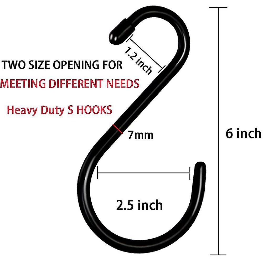 12 Pack 6 Inch Large Heavy Duty S Hooks For Hanging， Non Slip Rubber Coated S Hooks，steel Metal Hoo