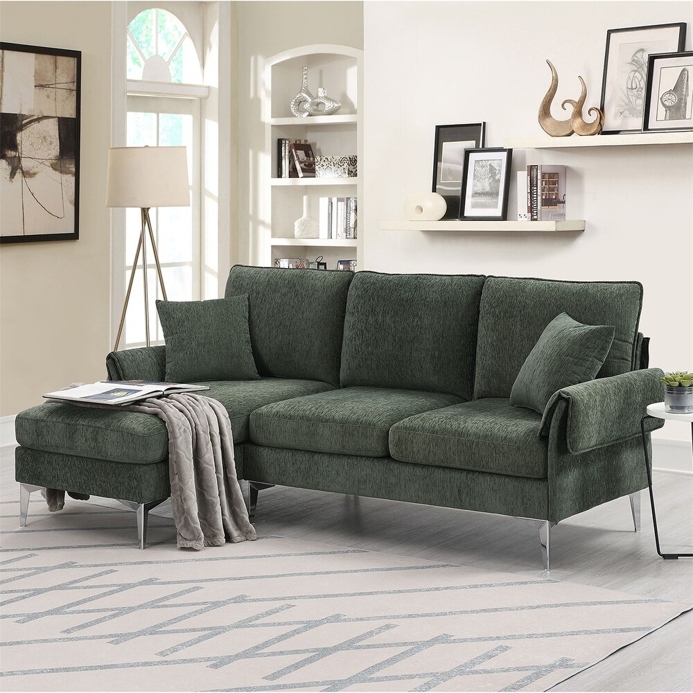 Merax Modern Chenille L Shaped Sofa Couch with Reversible Chaise Lounge