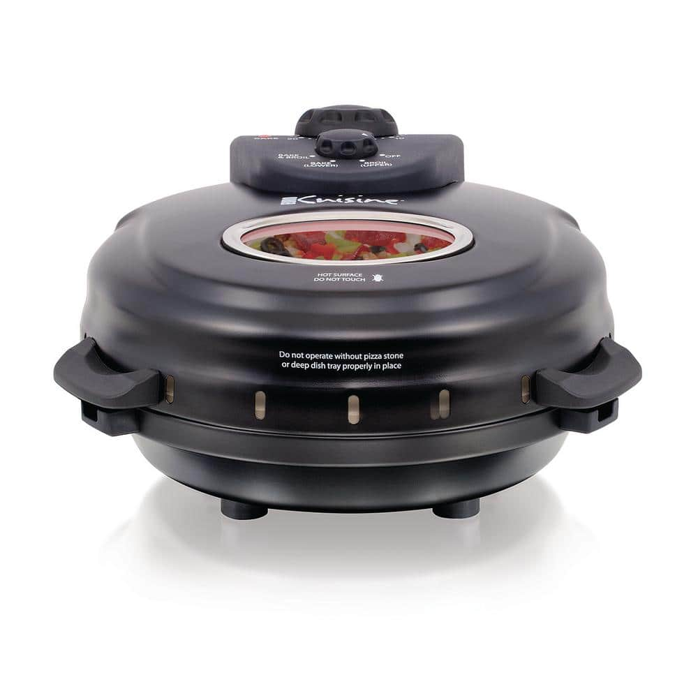 Euro Cuisine 12 in. Black Electric Oven Pizza Maker with Lid PM600