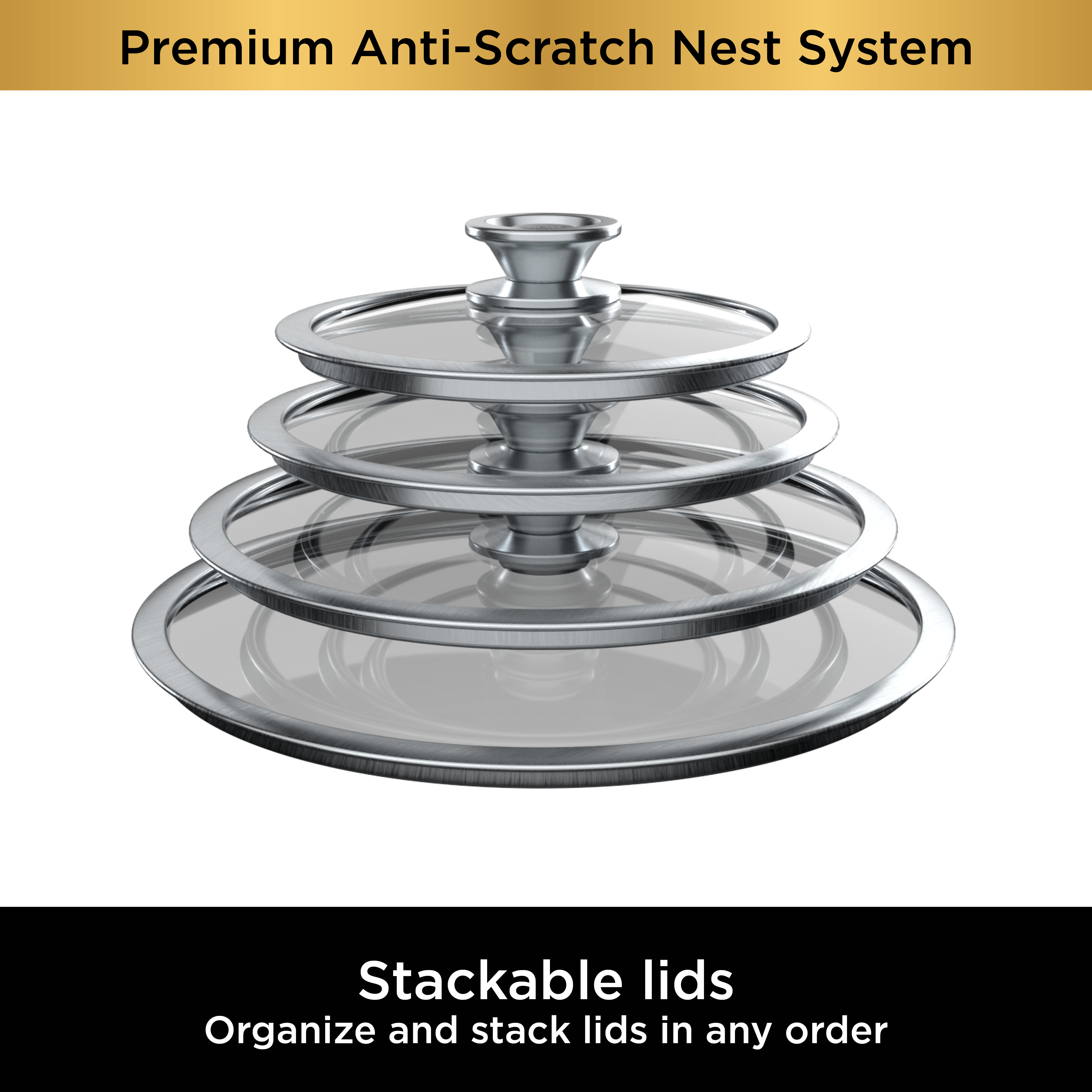 Ninja Foodi NeverStick Premium Anti-Scratch Nest System， 6-Piece Cookware Set