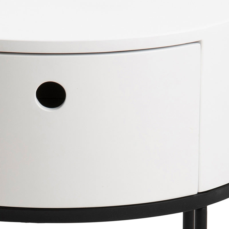 POLON Bedside Table 40cm - White & Black