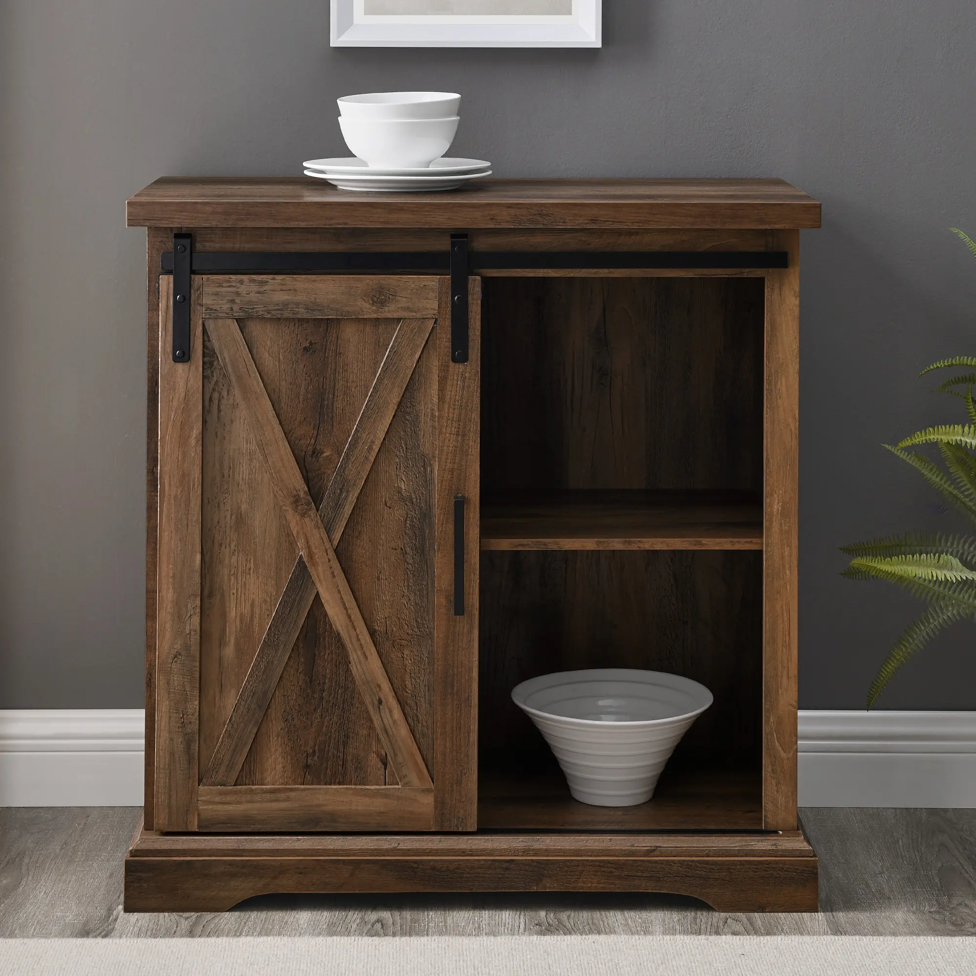 Carolina Rustic Oak Farmhouse Buffet Cabinet - Walker Edison