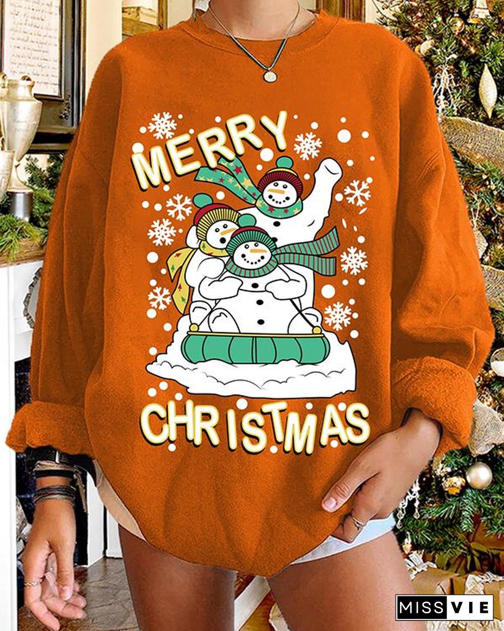 Christmas Print Pullover Women's Sweatshirt