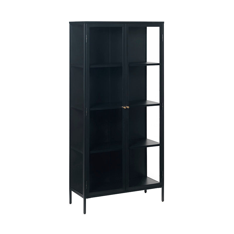 CARMEL 2 Door Glass Display Cabinet 90x190cm - Black