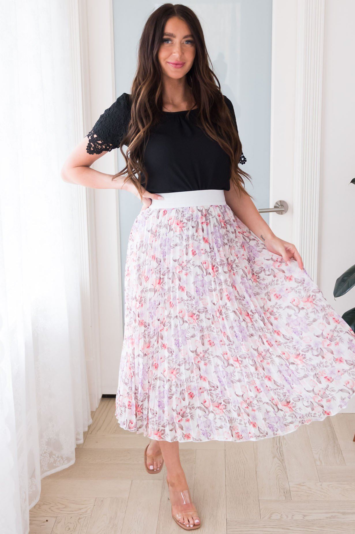 Floral Dreams Modest Pleat Skirt