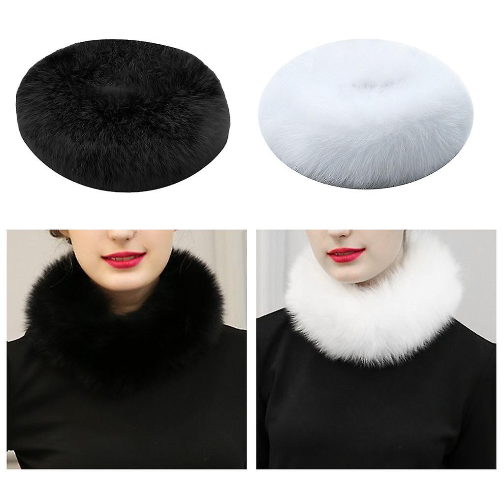 2pcs Womens Faux Fur  Collar Detachable Neck Warmer Stole Scarf Shawl