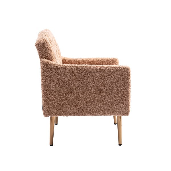 Chic European Style Leisure Accent Chair with Rose Golden Feet and Tapered Legs and Velvet Fabric Upholste for Livingroom