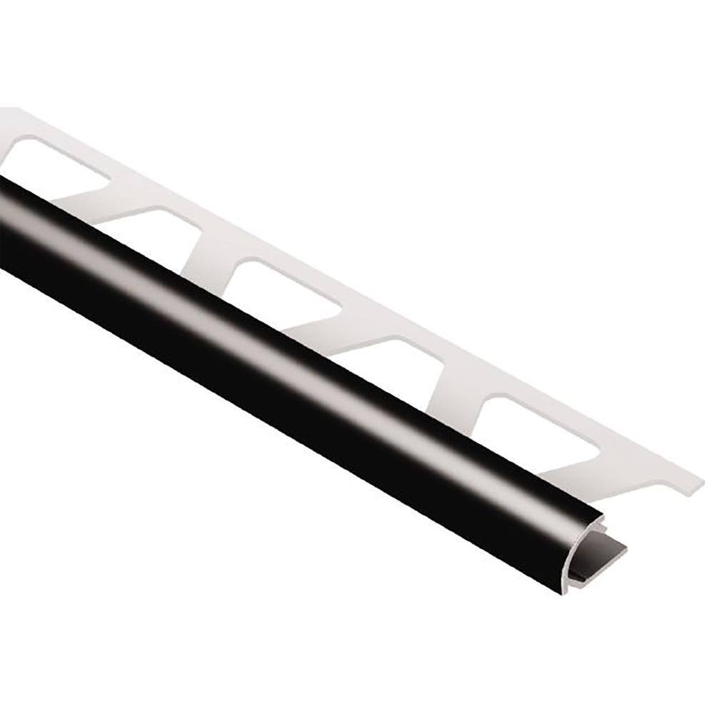 Schluter Systems Rondec Black Color-Coated Aluminum 516 in. x 8 ft. 2-12 in. Metal Bullnose Tile Edge Trim RO80GS