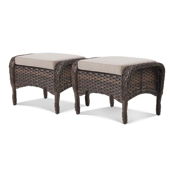 Outdoor Footstool PE Wicker Ottomans