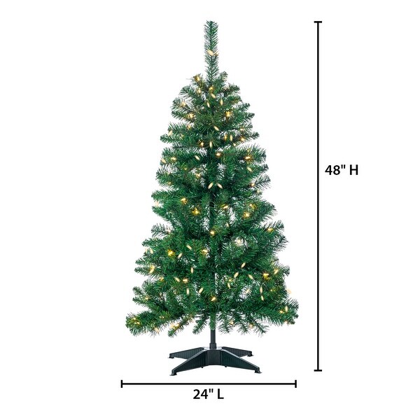 4 ft. Pre Lit Warm White LED Pop Up Fir Tree