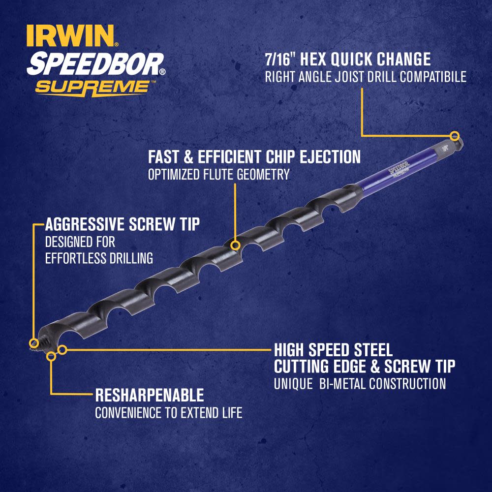 IRWIN SPEEDBOR SUPREME Auger Bit 3/4 X 18