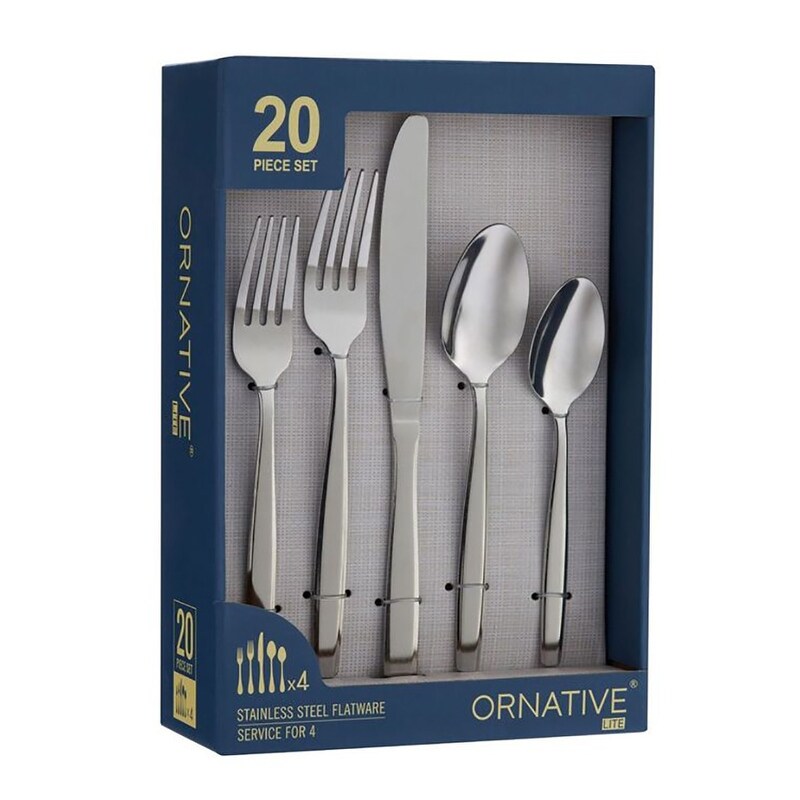 Ornative AMIAS 18/0 Stainless Steel 20 Pieces Flatware Set   10.63\