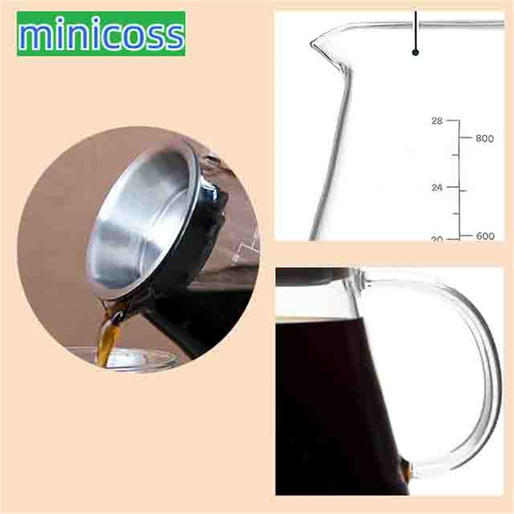 Glass Range Coffee Server For Pour Over Coffee & Tea - 800ml/27oz Microwave Safe