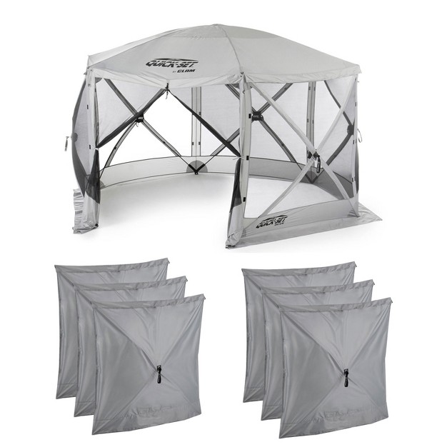 Clam Quick set Escape 11 5 x27 X 11 5 x27 Portable Pop up Outdoor Camping Gazebo Screen Tent 6 Sided Canopy Shelter And Carry Bag With 6 Wind And Sun Panels