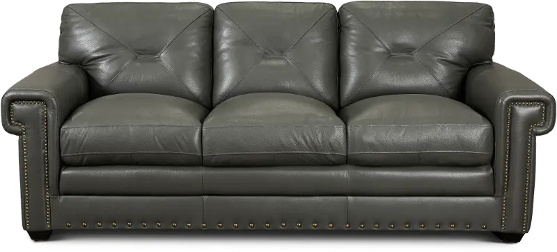 Derrick Gray Leather Sofa